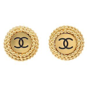 Chanel Button Clip-On Earrings Gold 154859
